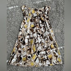 Dana Buchman Yellow and Brown Tuscan Style Abstract Sleeveless Blouse
